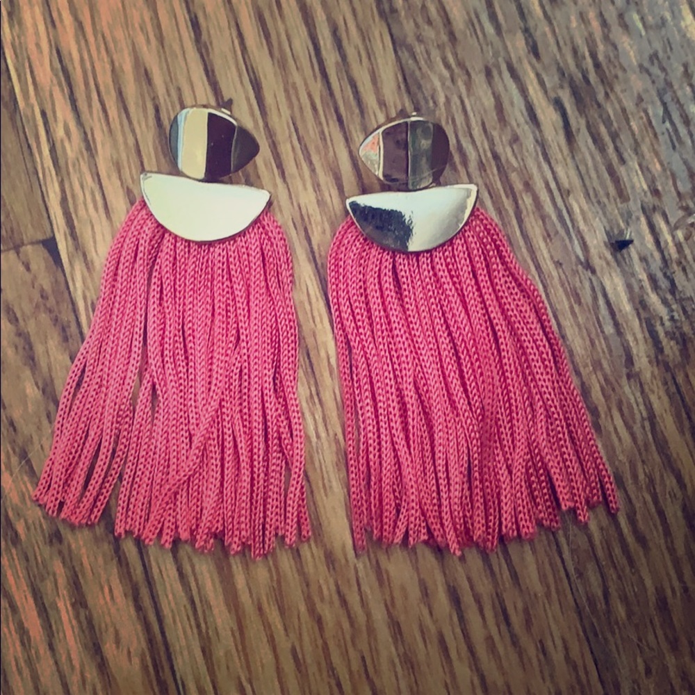 🌟💖Gold and pink tassel earrings